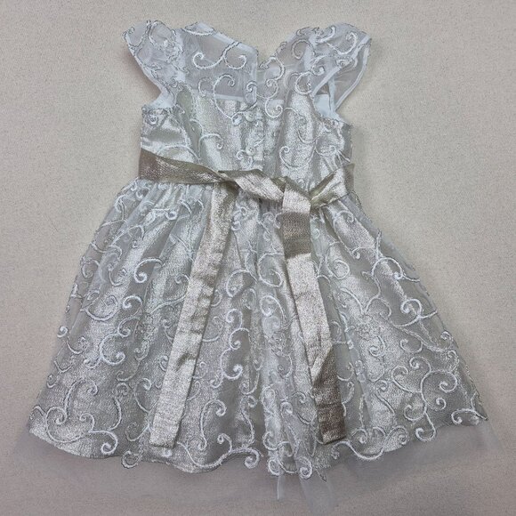 Jona Michelle Girls Embellished Formal Slip Dress White Ruffle 1/4 Sleeve Sz 3T - Picture 2 of 6